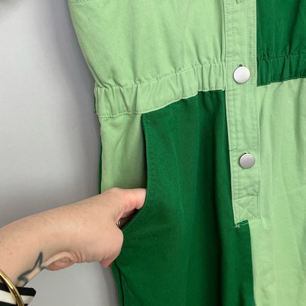 Gorman UK 6 US 2 Dee Green Colorblock Boiler Suit Coveralls Jumpsuit Pockets - Picture 3 of 9